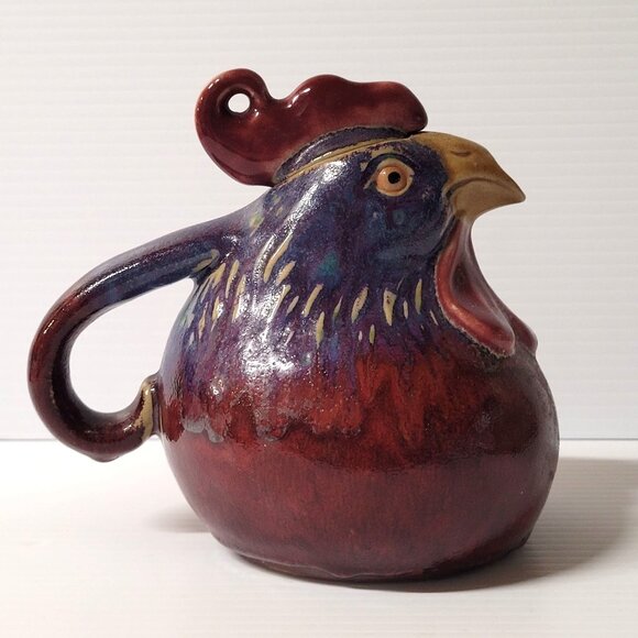 Oriental Accent Inc Pottery Rooster Teapot Vase Hand Painted Decorative Use Only - Picture 5 of 9